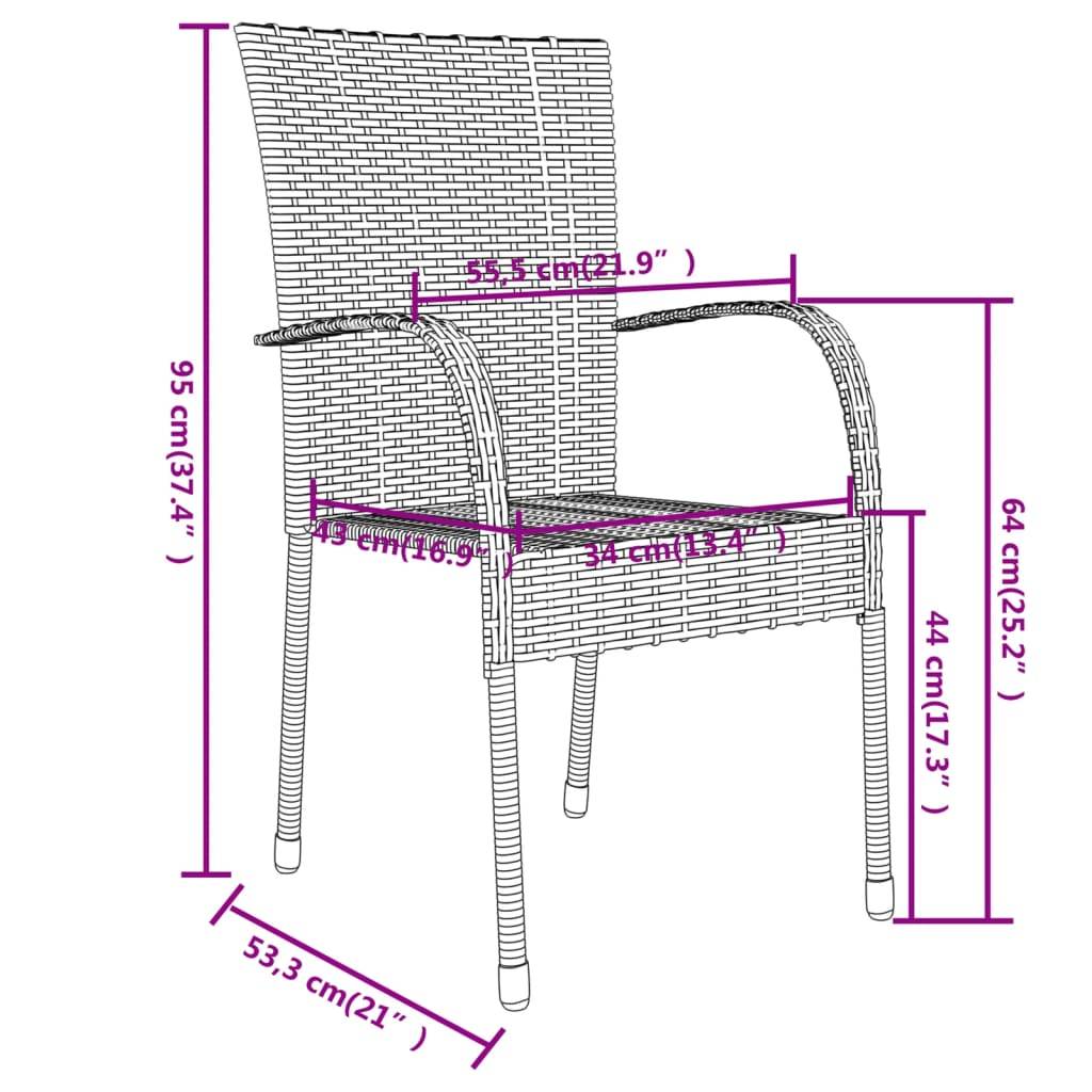 vidaXL 3-tlg. Garten-Essgruppe Poly Rattan Schwarz