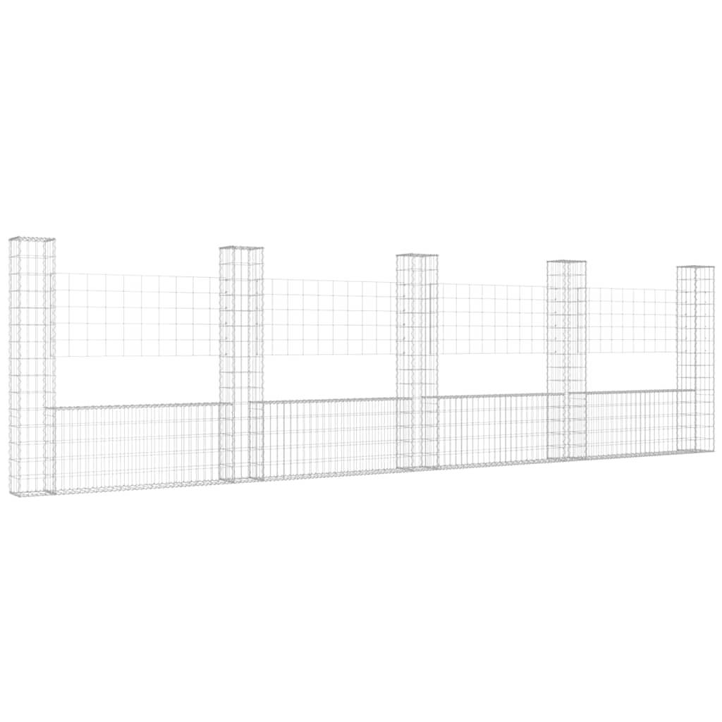 vidaXL Gabionenkorb U-Form mit 5 Säulen Eisen 500x20x150 cm