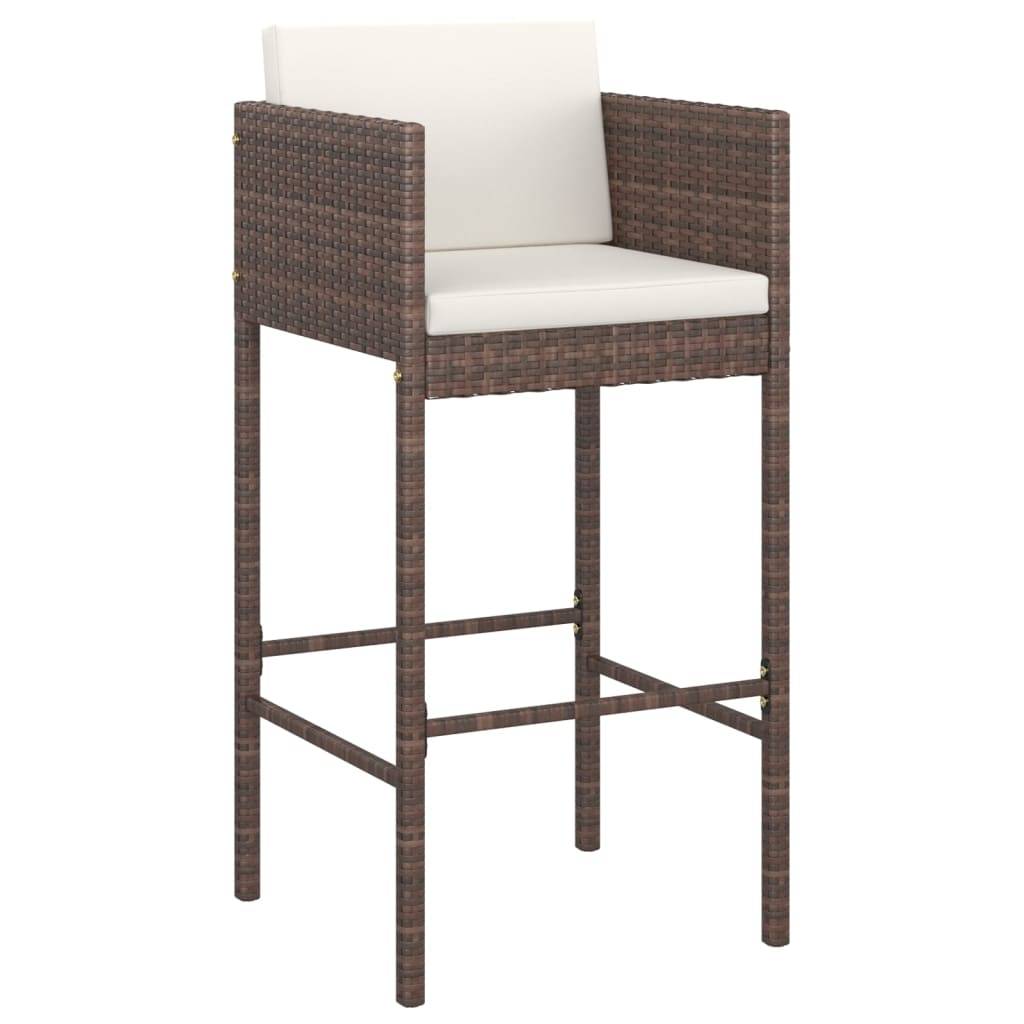 vidaXL Barhocker 4 Stk. mit Kissen Braun Poly Rattan