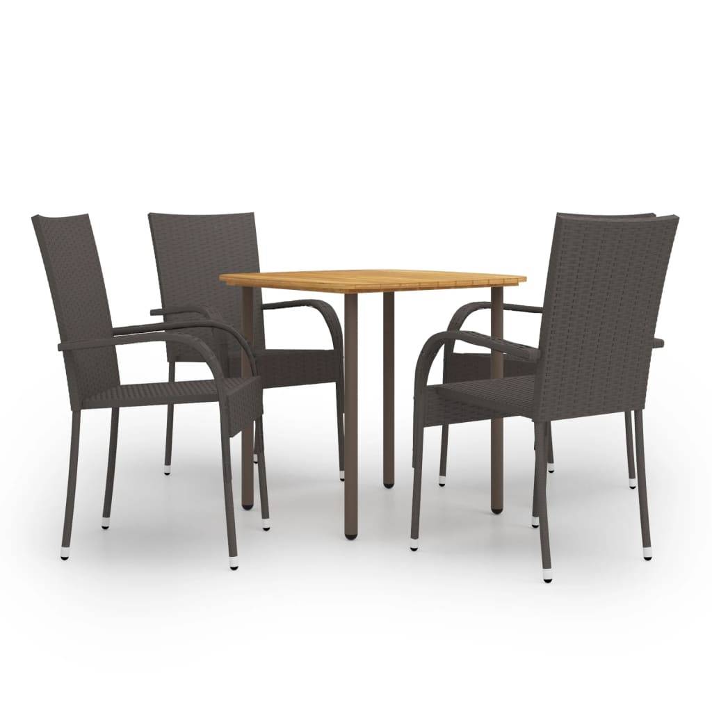 vidaXL 5-tlg. Garten-Essgruppe Poly Rattan Braun