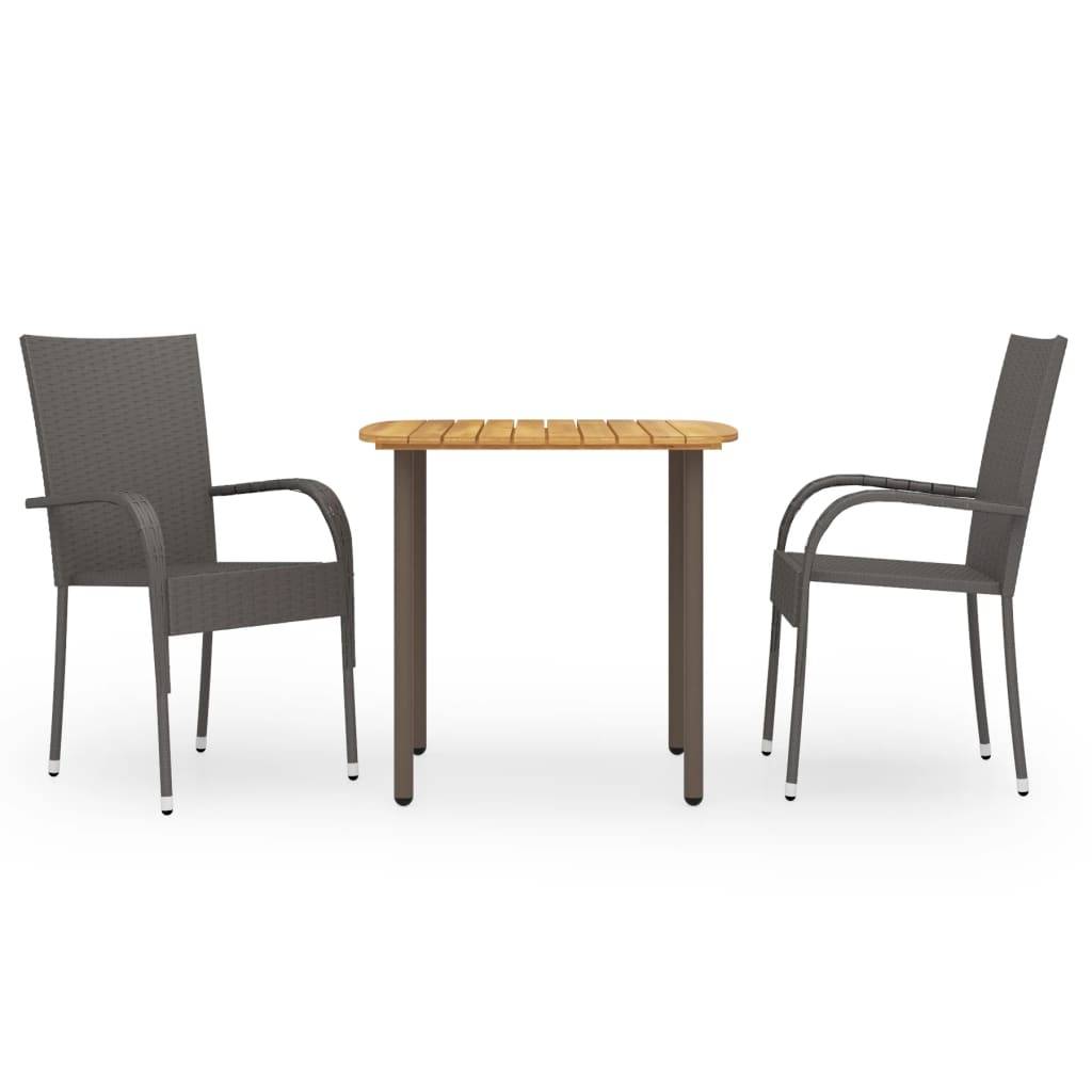 vidaXL 3-tlg. Garten-Essgruppe Poly Rattan Braun