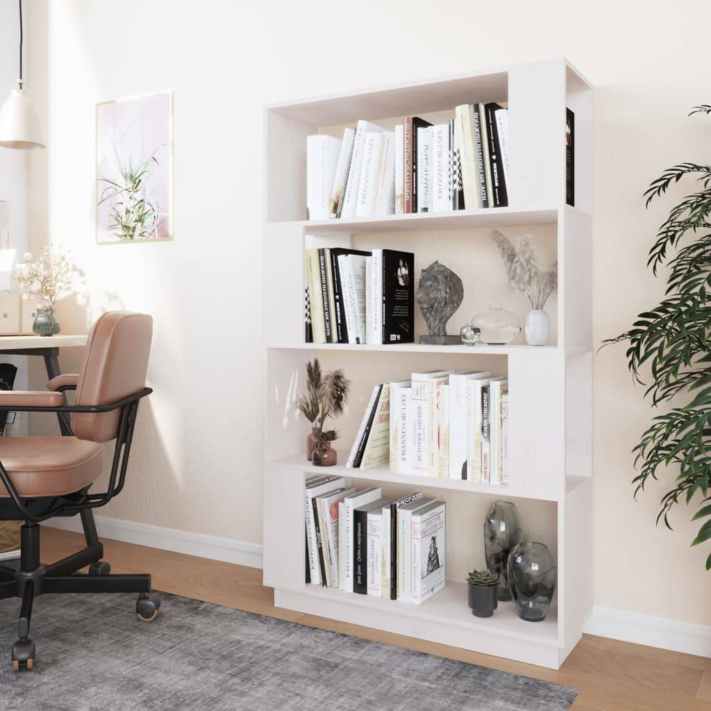 vidaXL Bücherregal/Raumteiler Weiß 80x25x132 cm Massivholz Kiefer