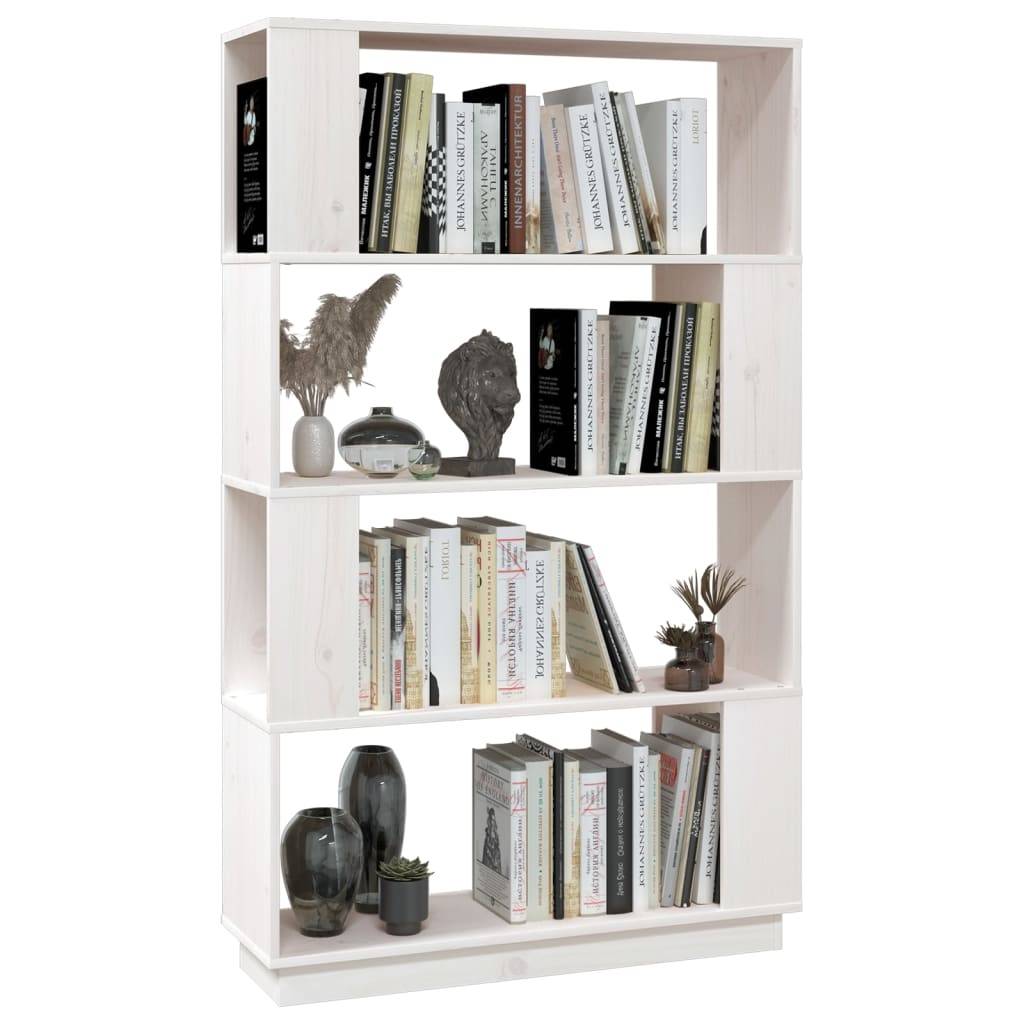 vidaXL Bücherregal/Raumteiler Weiß 80x25x132 cm Massivholz Kiefer