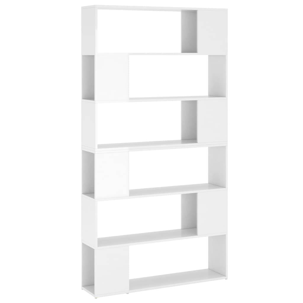 vidaXL Bücherregal Raumteiler Hochglanz-Weiß 100x24x188 cm