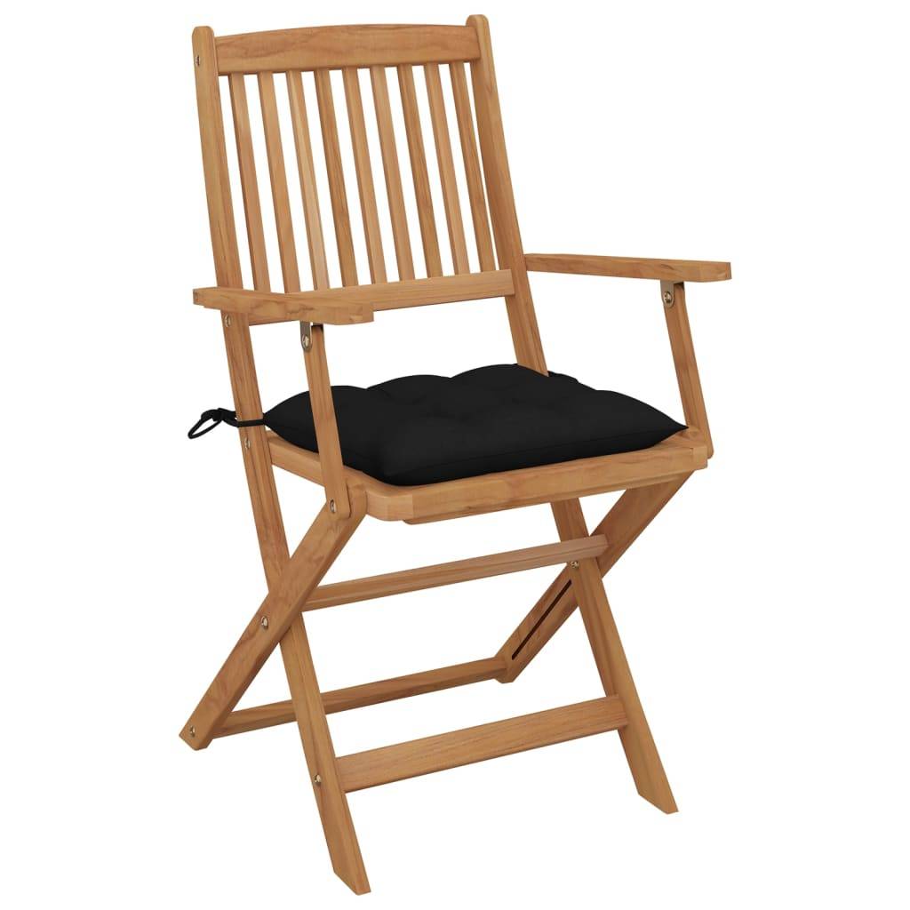 vidaXL Klappbare Gartenstühle 8 Stk. mit Kissen Massivholz Akazie