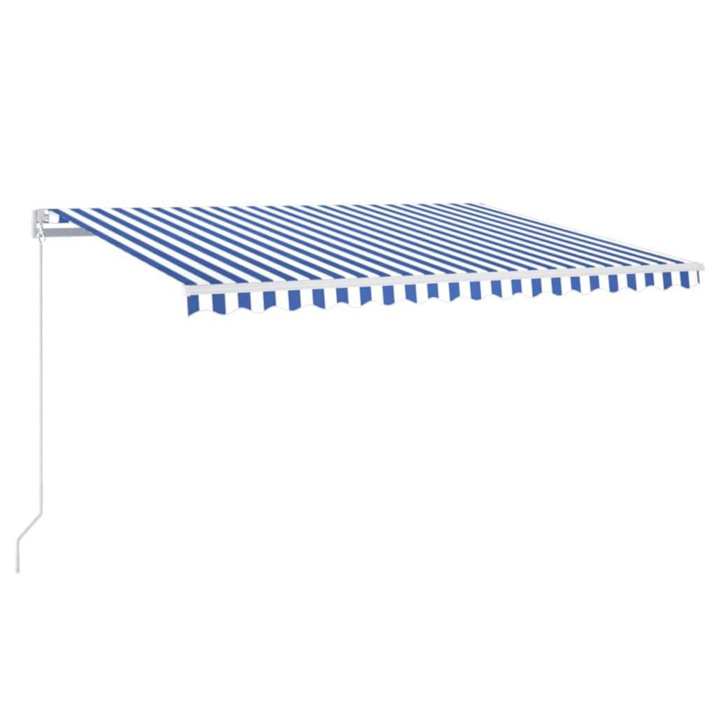 vidaXL Markise Manuell Einziehbar mit LED 400x350 cm Blau und Weiß