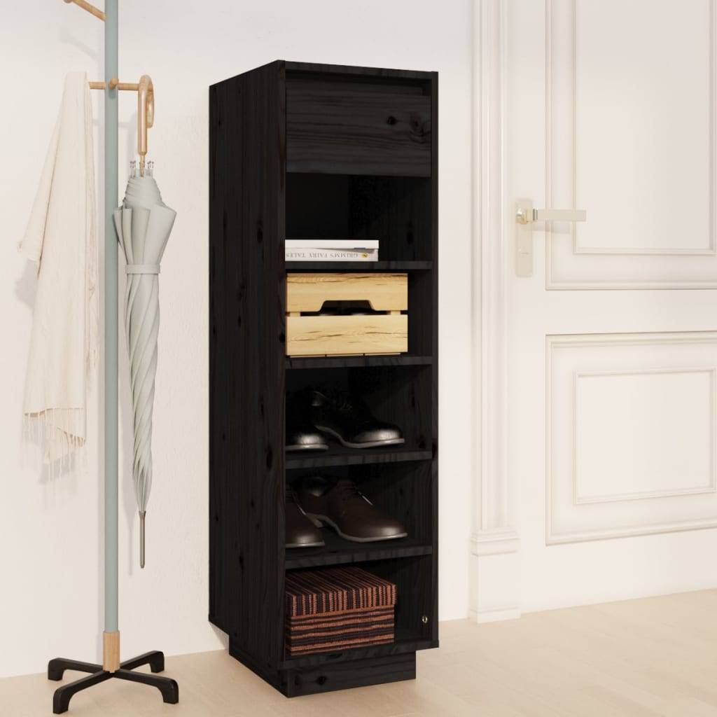 vidaXL Schuhregal Schwarz 30x34x105 cm Massivholz Kiefer