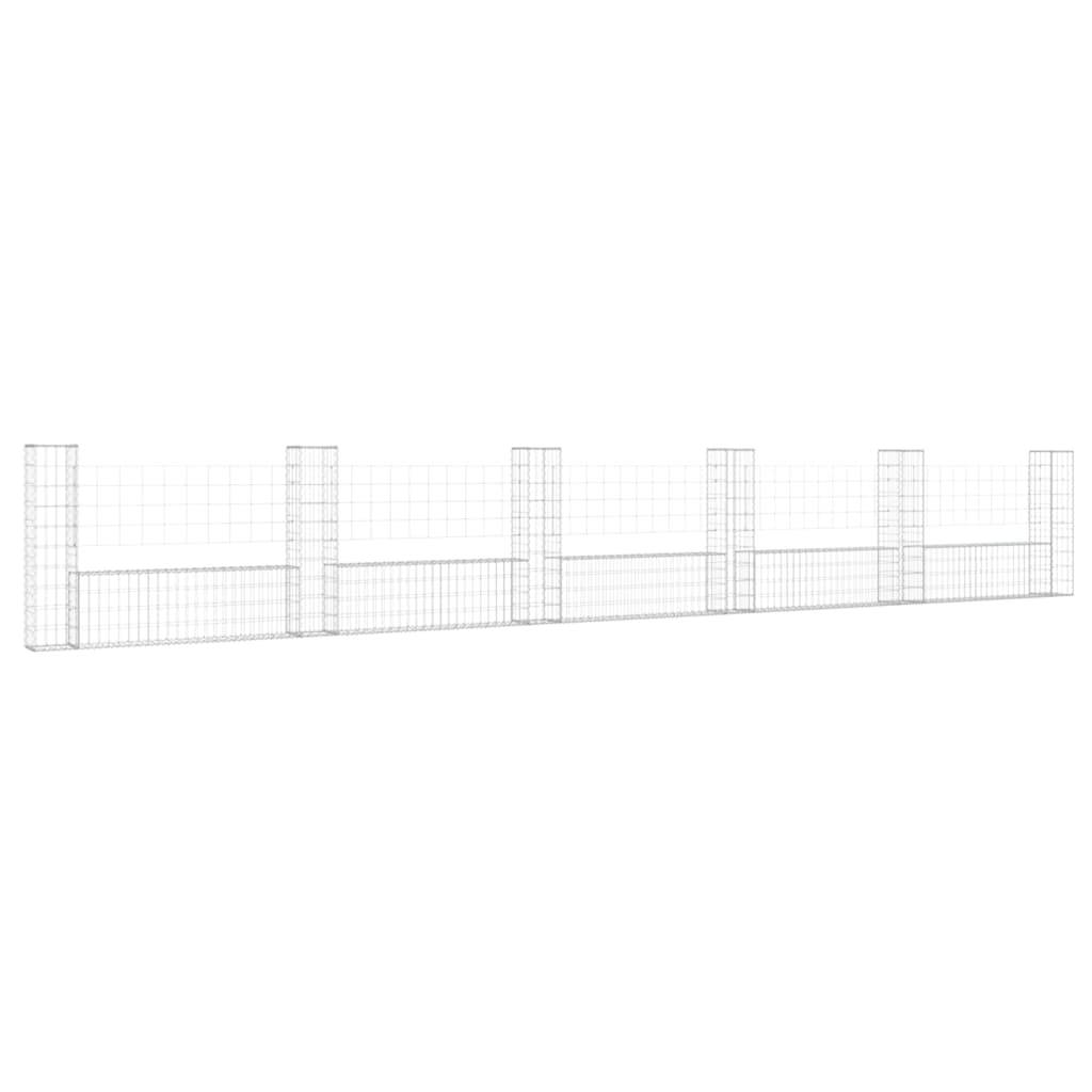 vidaXL Gabionenkorb U-Form mit 6 Säulen Eisen 620x20x100 cm