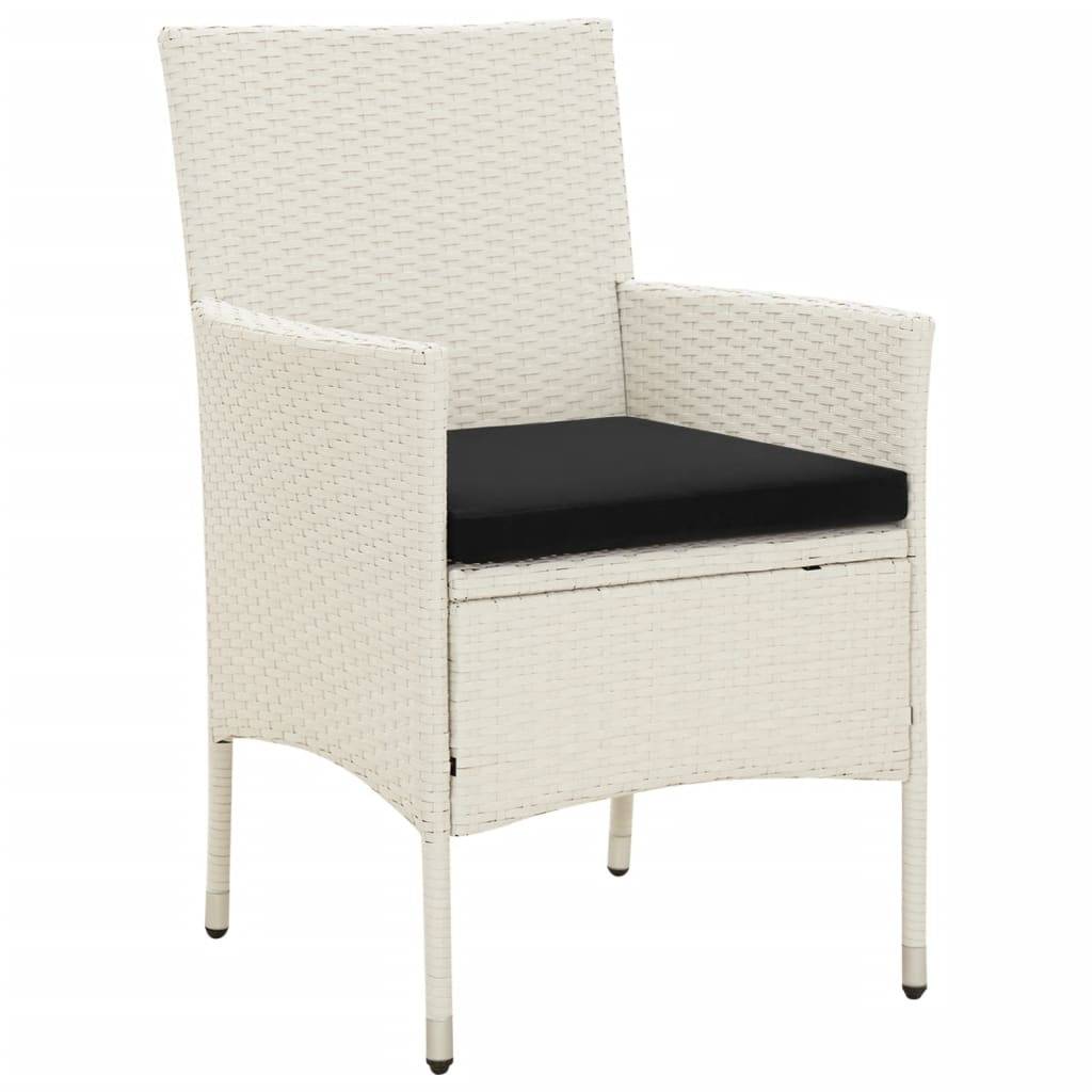 vidaXL Gartenstühle mit Kissen 4 Stk. Poly Rattan Weiß
