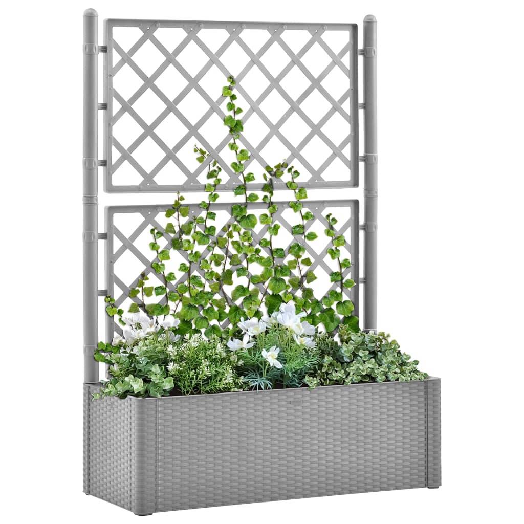 vidaXL Garten-Hochbeet mit Spalier und Selbstbewässerungssystem Grau