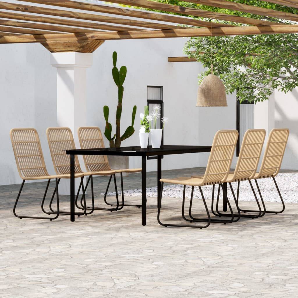 vidaXL 7-tlg. Garten-Essgruppe Eichen-Optik
