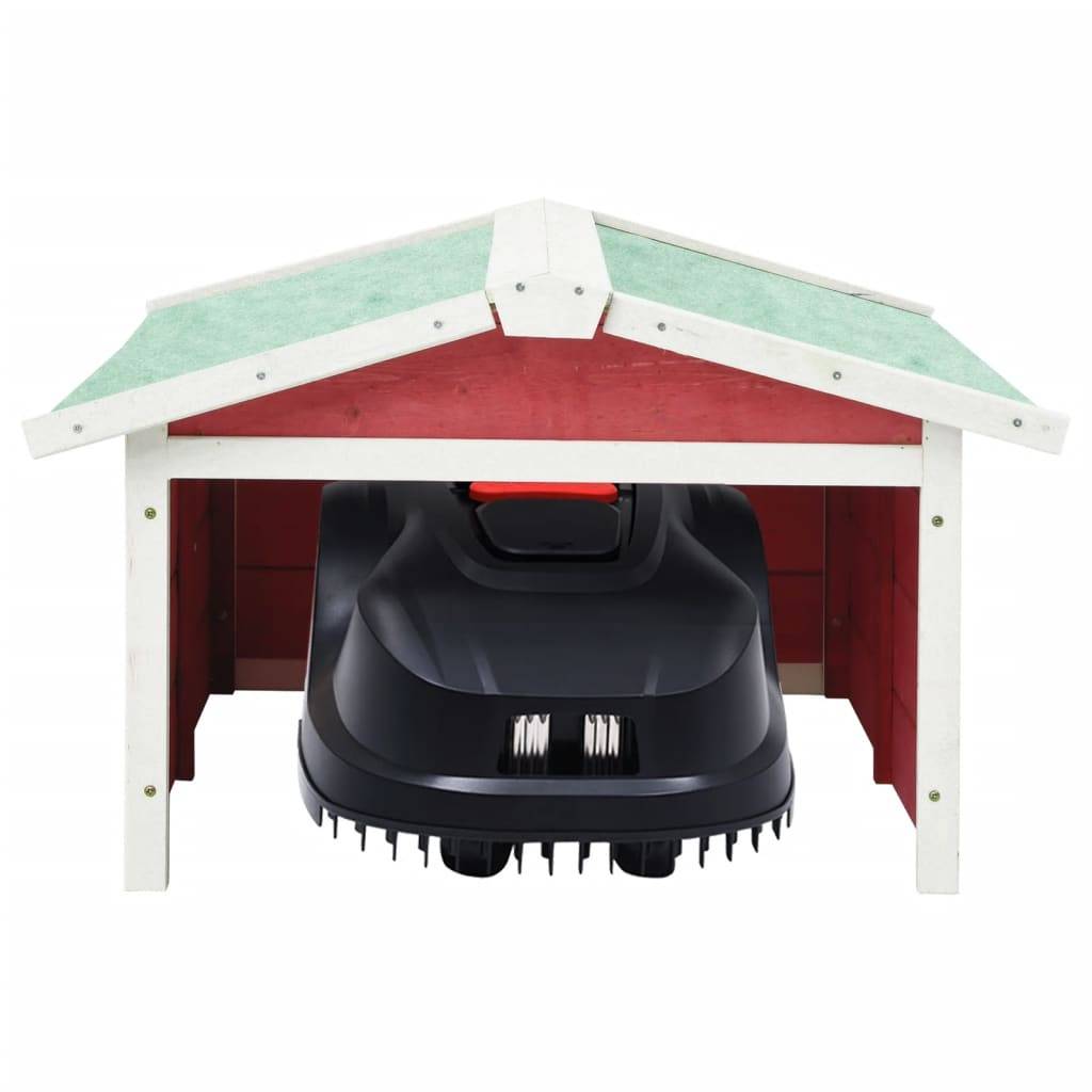vidaXL Roboter-Rasenmäher Garage 72x87x50 cm Rot Weiß Tannenholz