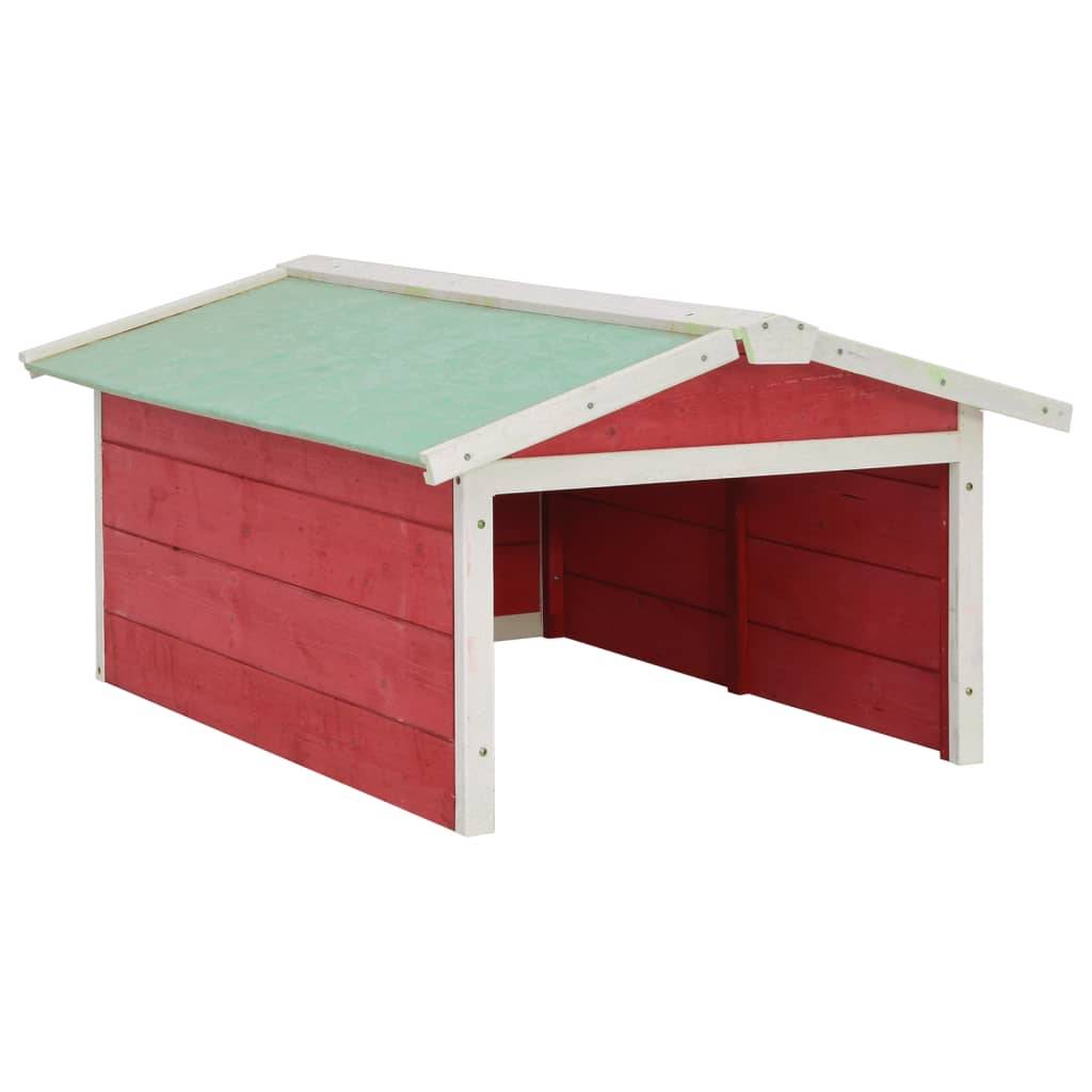vidaXL Roboter-Rasenmäher Garage 72x87x50 cm Rot Weiß Tannenholz