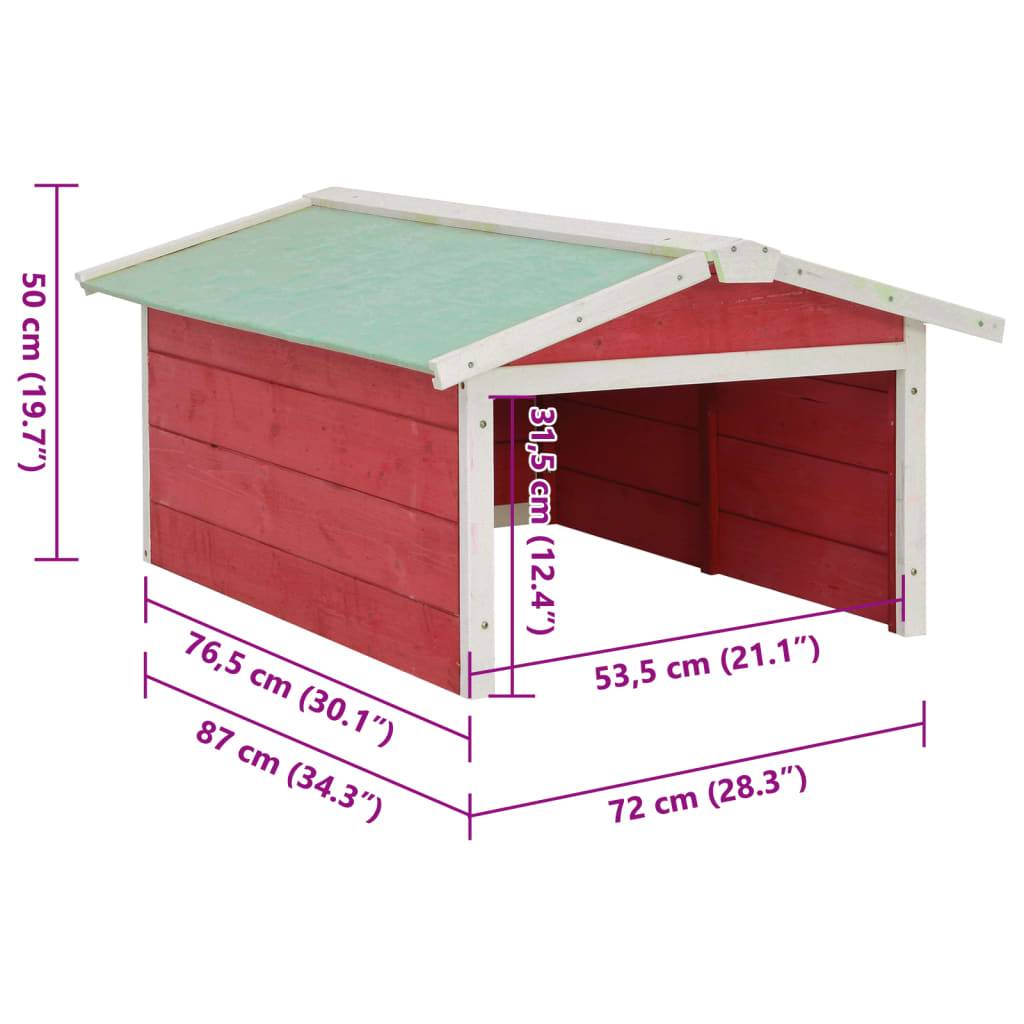 vidaXL Roboter-Rasenmäher Garage 72x87x50 cm Rot Weiß Tannenholz