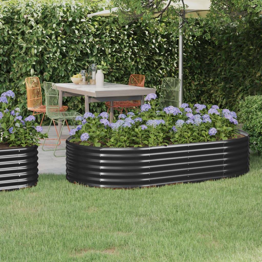 vidaXL Hochbeet Pulverbeschichteter Stahl 175x100x36 cm Anthrazit