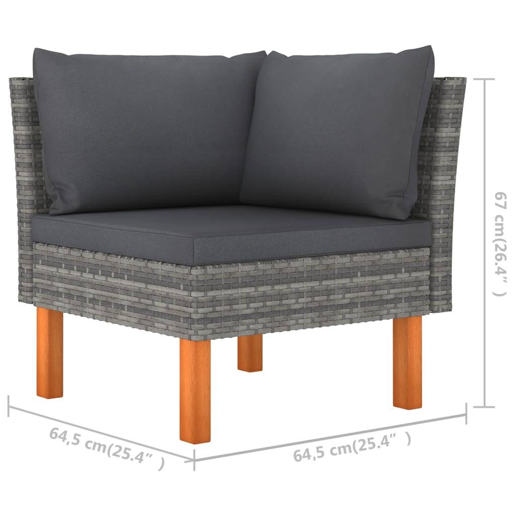 vidaXL 12-tlg. Garten-Lounge-Set mit Kissen Poly Rattan Grau
