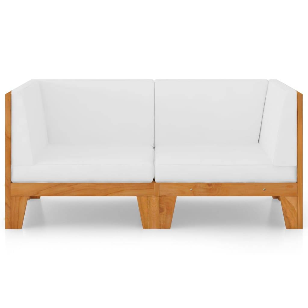 vidaXL 2-Sitzer-Sofa mit Cremeweißen Kissen Akazie Massivholz