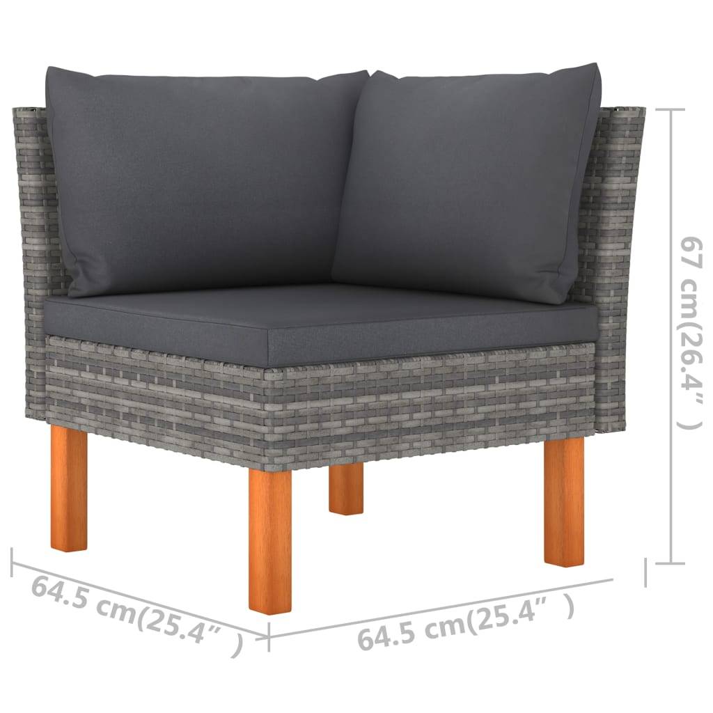 vidaXL 6-tlg. Garten-Lounge-Set mit Kissen Poly Rattan Grau