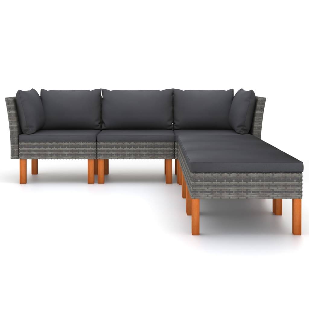 vidaXL 6-tlg. Garten-Lounge-Set mit Kissen Poly Rattan Grau