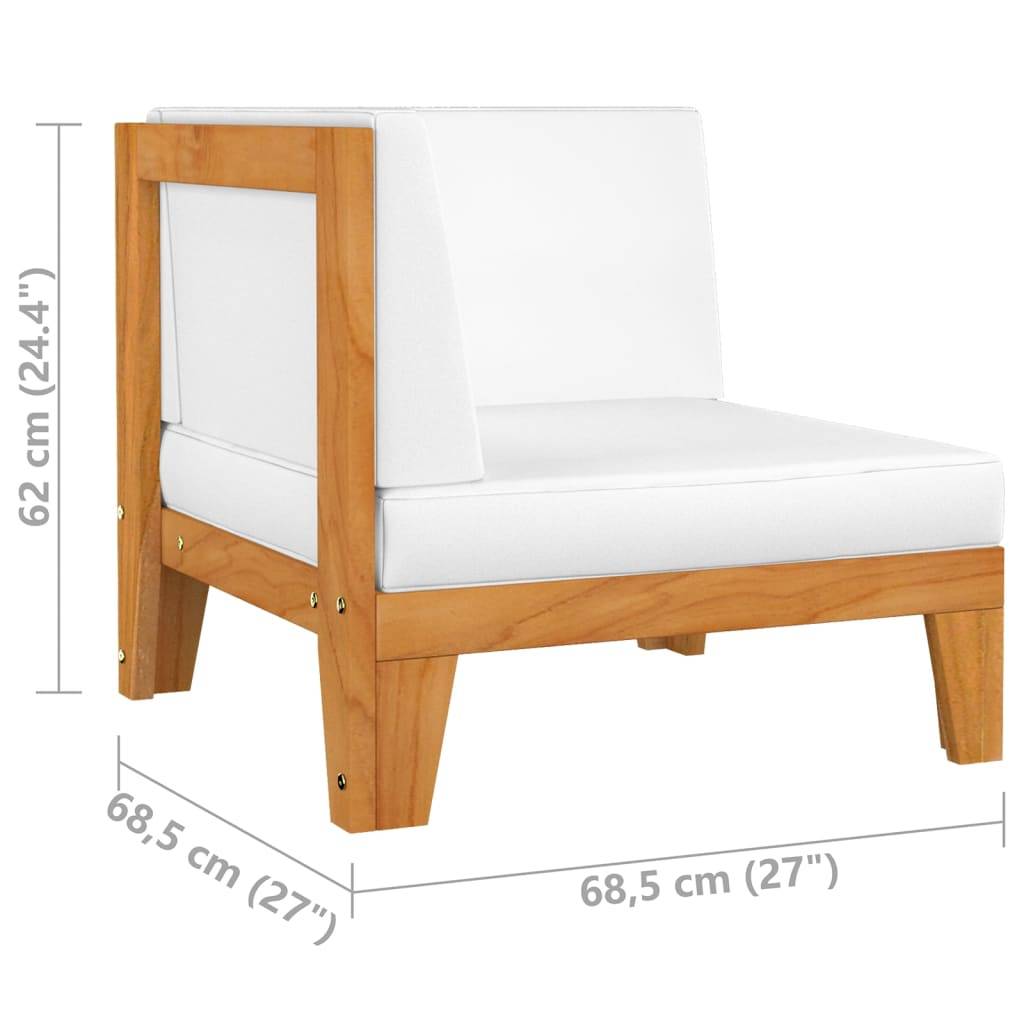 vidaXL 2-Sitzer-Sofa mit Cremeweißen Kissen Akazie Massivholz