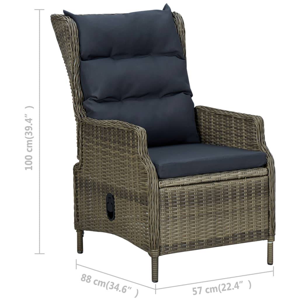 vidaXL 9-tlg. Garten-Essgruppe mit Auflagen Poly Rattan Braun