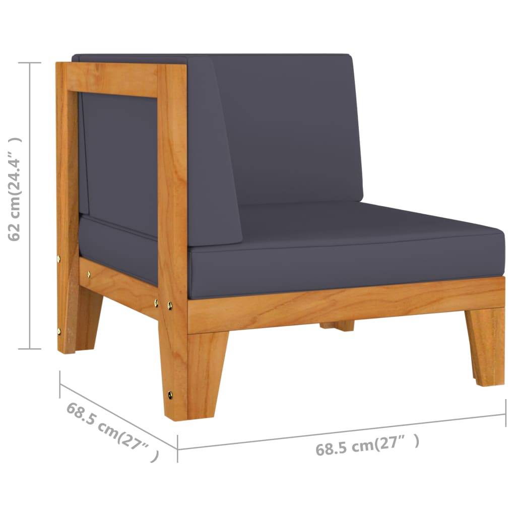 vidaXL 2-Sitzer-Sofa mit Dunkelgrauen Kissen Akazie Massivholz