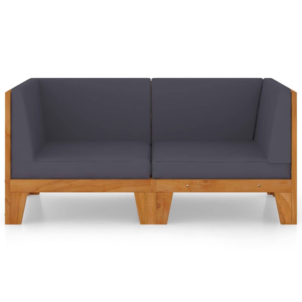 vidaXL 2-Sitzer-Sofa mit Dunkelgrauen Kissen Akazie Massivholz