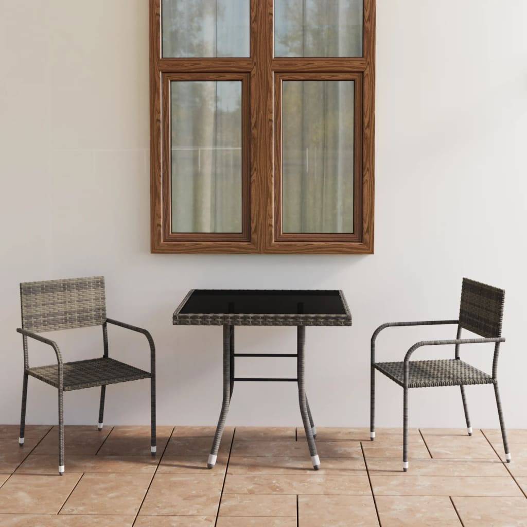 vidaXL 3-tlg. Garten-Essgruppe Poly Rattan Anthrazit und Grau
