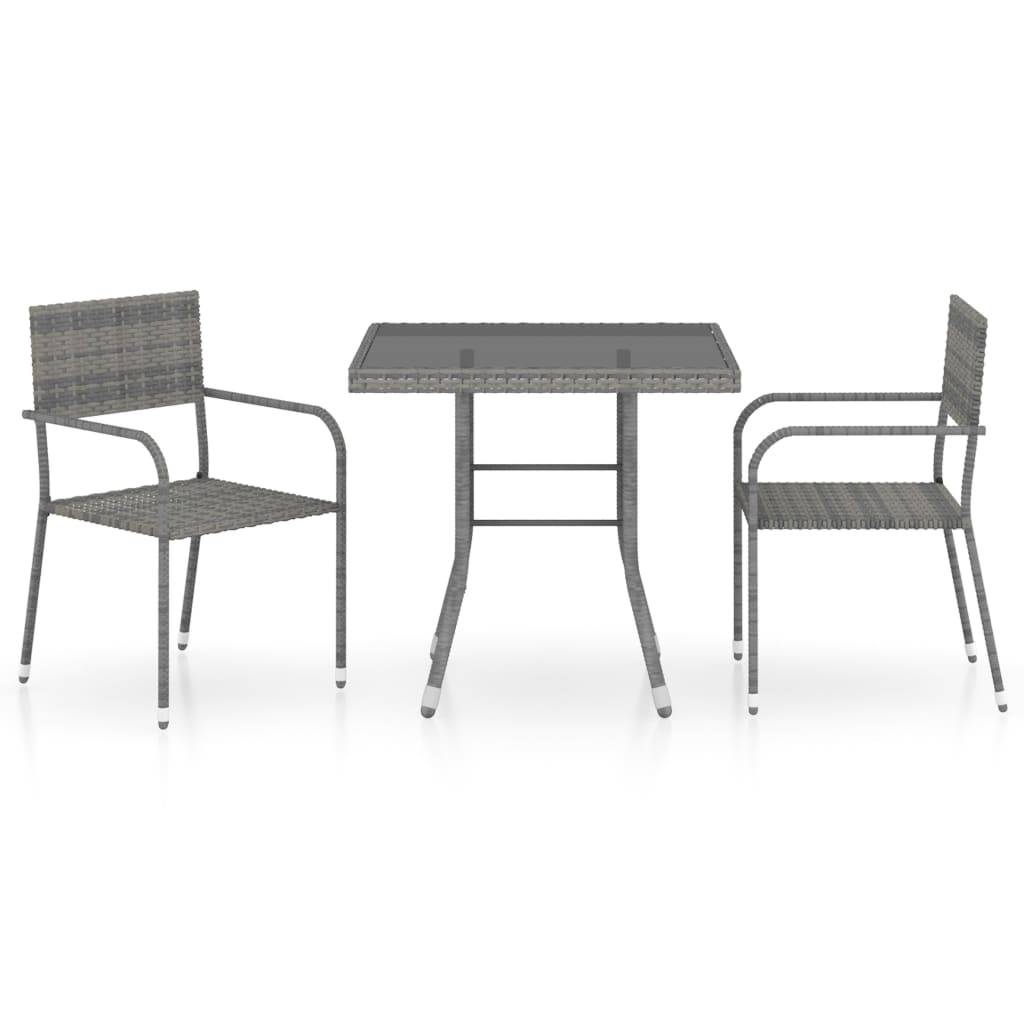 vidaXL 3-tlg. Garten-Essgruppe Poly Rattan Anthrazit und Grau