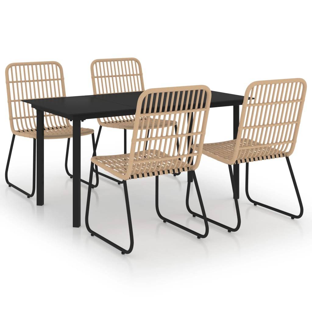 vidaXL 5-tlg. Garten-Essgruppe Poly Rattan und Glas