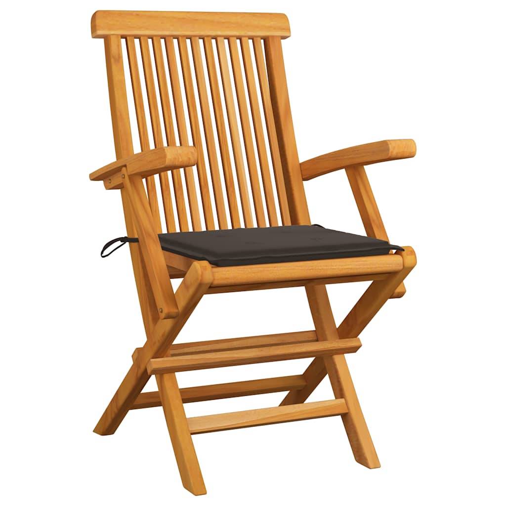 vidaXL Gartenstühle mit Taupe Kissen 3 Stk. Massivholz Teak