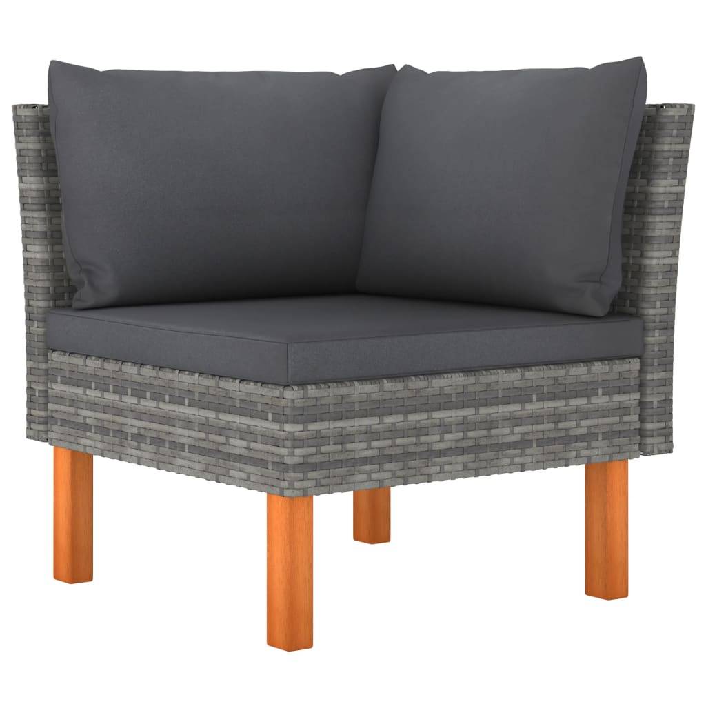 vidaXL 12-tlg. Garten-Lounge-Set mit Kissen Poly Rattan Grau