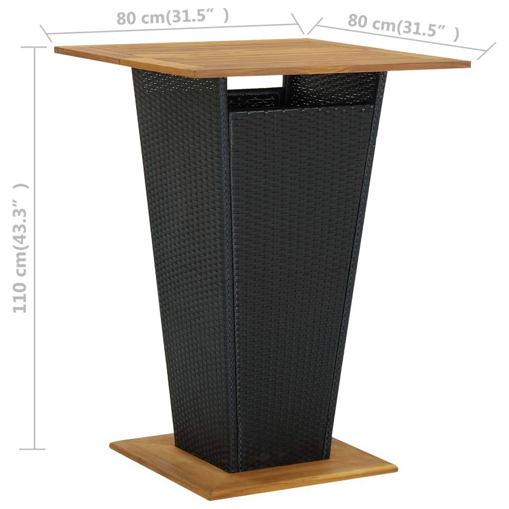 vidaXL 9-tlg. Gartenbar-Set mit Kissen Poly Rattan Schwarz