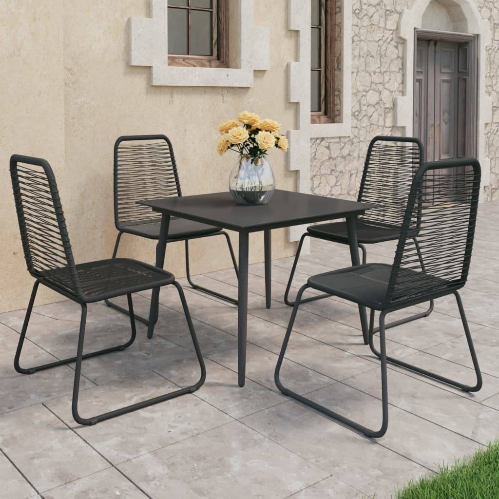 vidaXL 5-tlg. Garten-Essgruppe PVC Rattan Schwarz