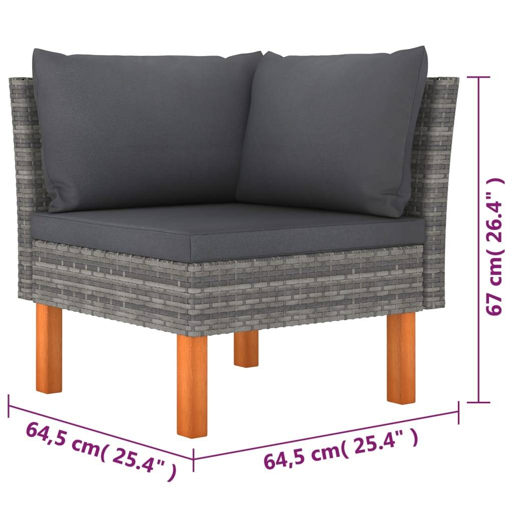 vidaXL 6-tlg. Garten-Lounge-Set mit Kissen Poly Rattan Grau