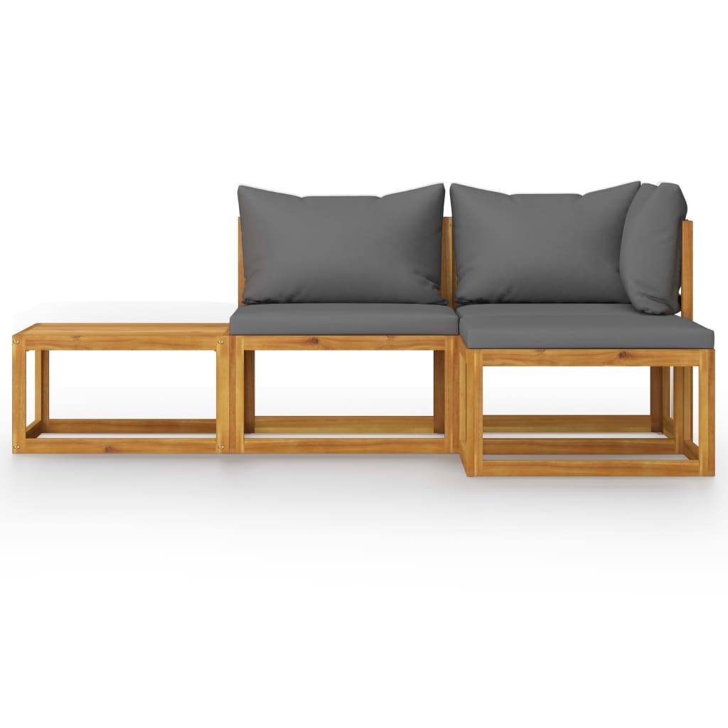 vidaXL 4-tlg. Garten-Lounge-Set mit Auflagen Massivholz Akazie