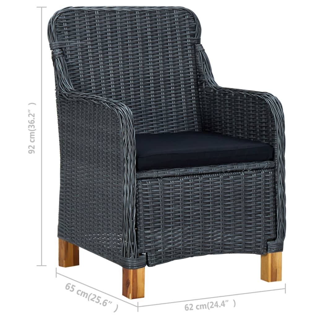 vidaXL 9-tlg. Garten-Essgruppe mit Auflagen Poly Rattan Dunkelgrau