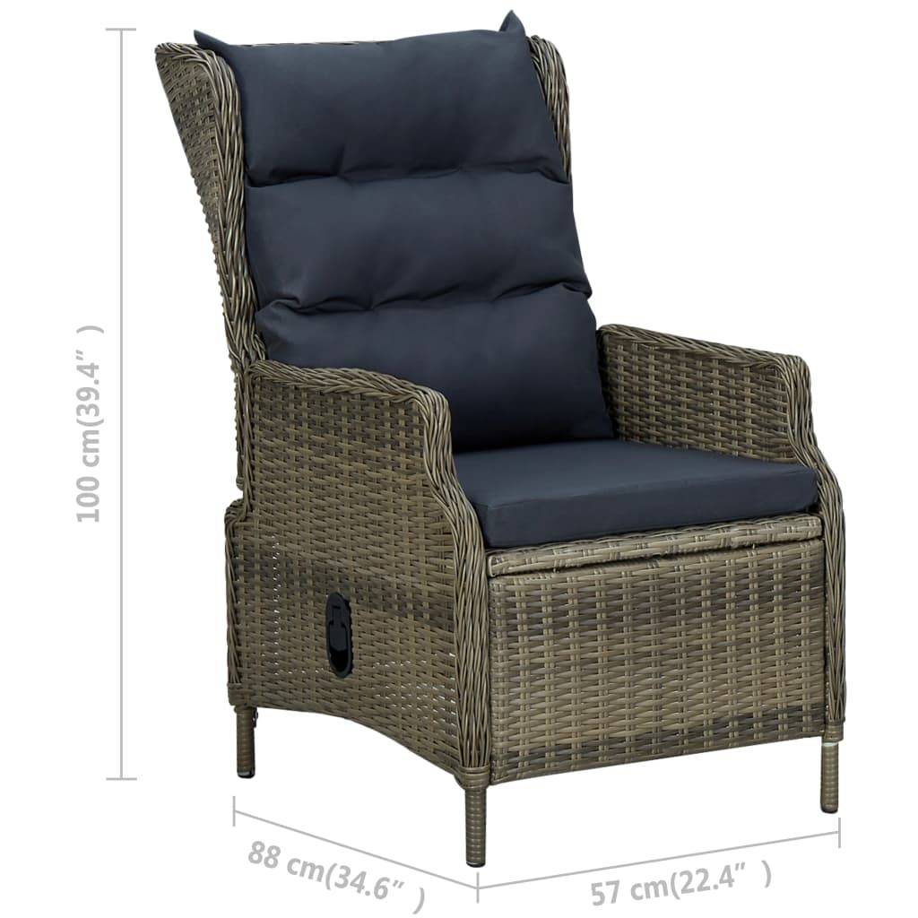 vidaXL 9-tlg. Garten-Essgruppe mit Auflagen Poly Rattan Braun
