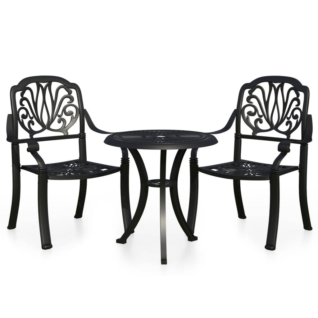 vidaXL 3-tlg. Bistro-Set Aluminiumguss Schwarz