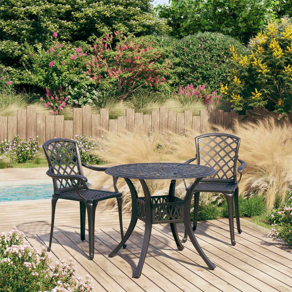 vidaXL 3-tlg. Bistro-Set Aluminiumguss Schwarz
