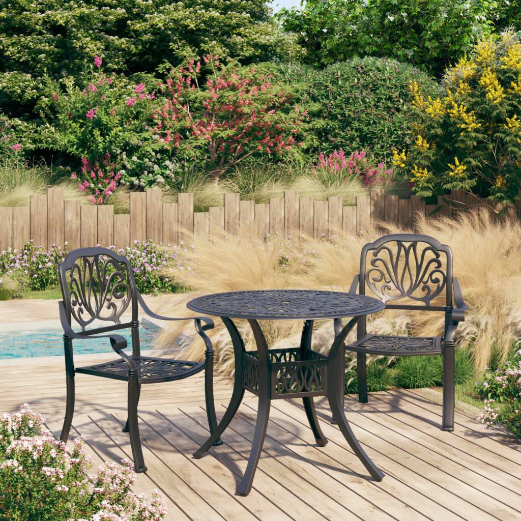 vidaXL 3-tlg. Bistro-Set Aluminiumguss Schwarz