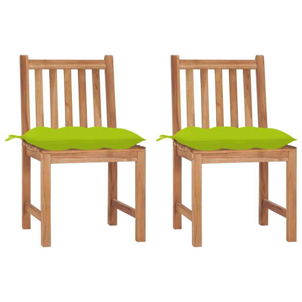 vidaXL Gartenstühle 2 Stk. mit Kissen Massivholz Teak