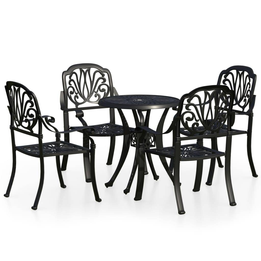 vidaXL 5-tlg. Bistro-Set Aluminiumguss Schwarz