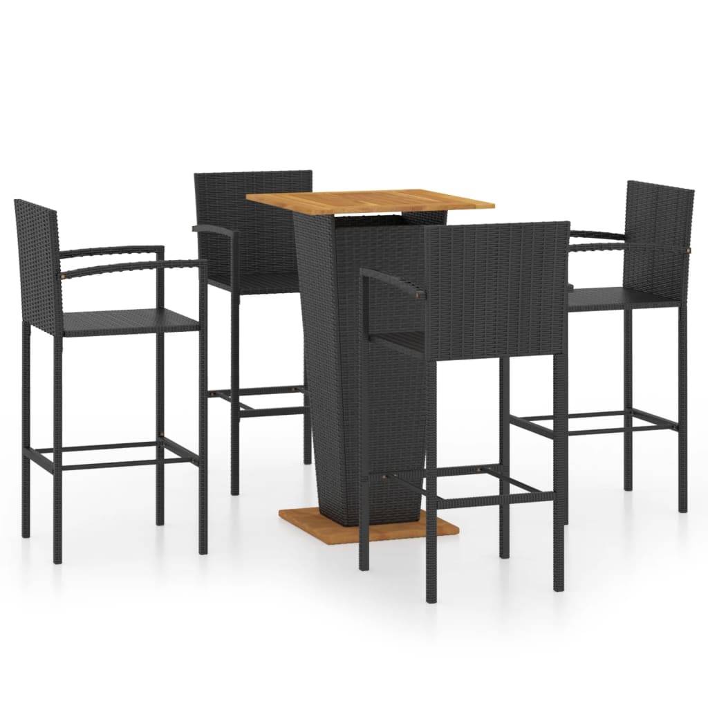vidaXL 5-tlg. Gartenbar-Set Schwarz