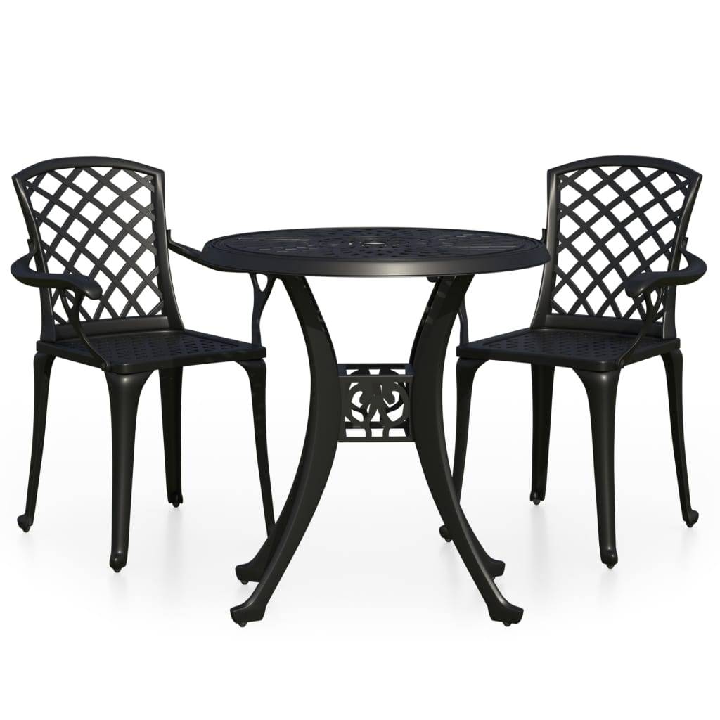 vidaXL 3-tlg. Bistro-Set Aluminiumguss Schwarz