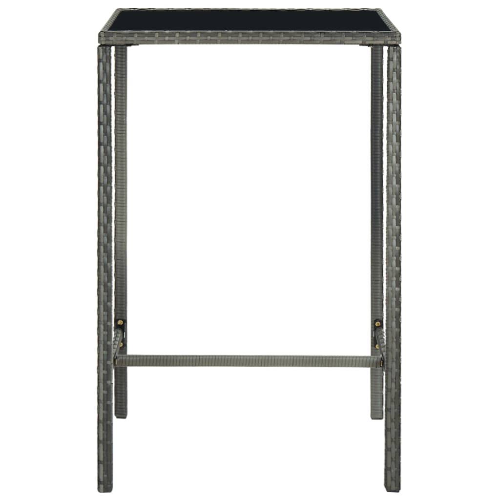 vidaXL 5-tlg. Gartenbar-Set mit Kissen Poly Rattan Grau