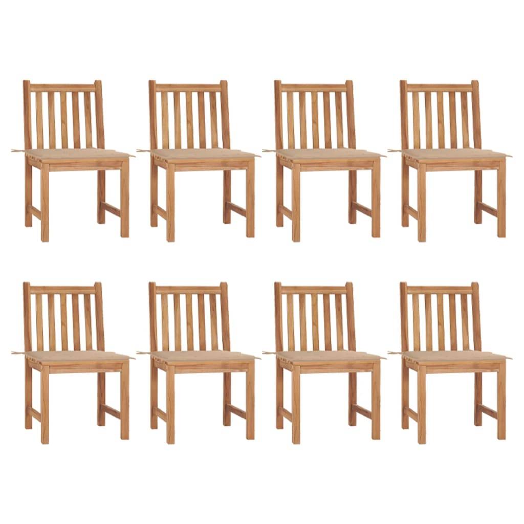 vidaXL Gartenstühle 8 Stk. mit Kissen Massivholz Teak