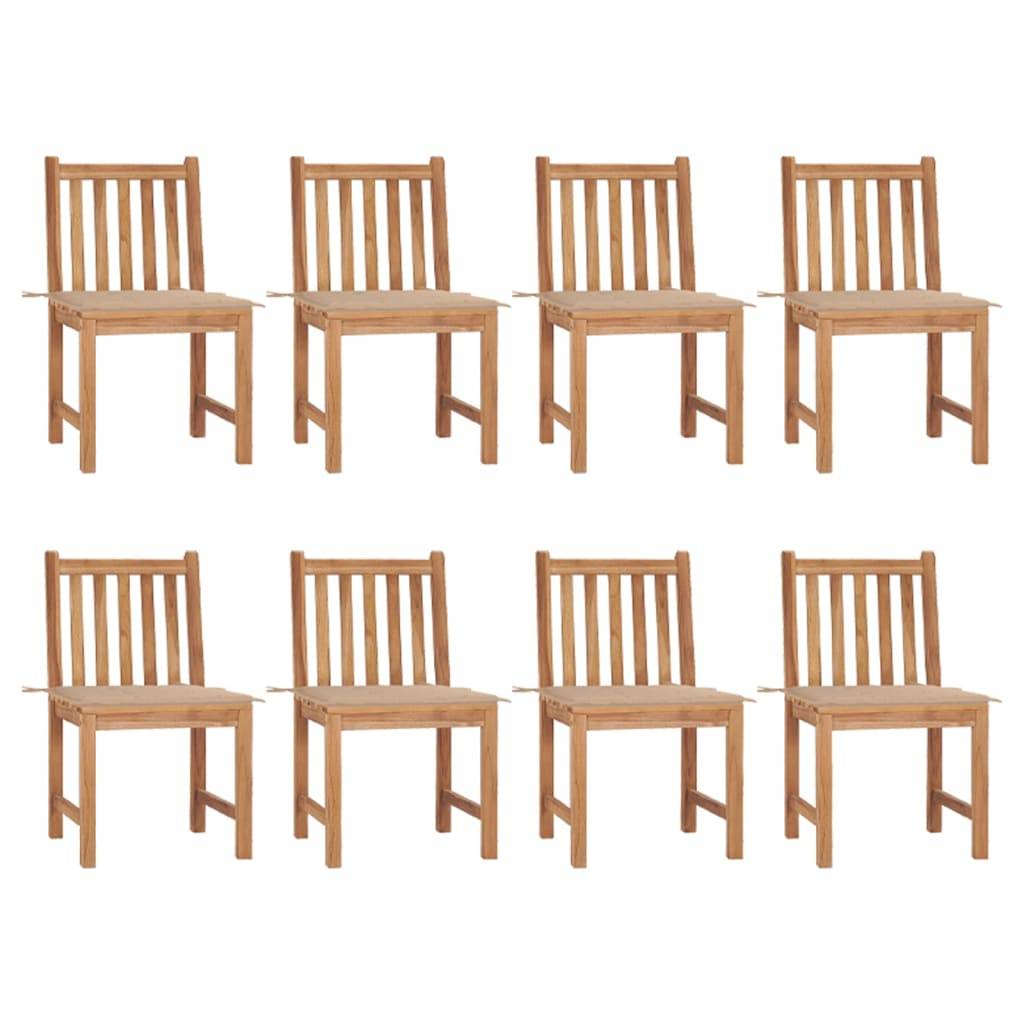 vidaXL Gartenstühle 8 Stk. mit Kissen Massivholz Teak