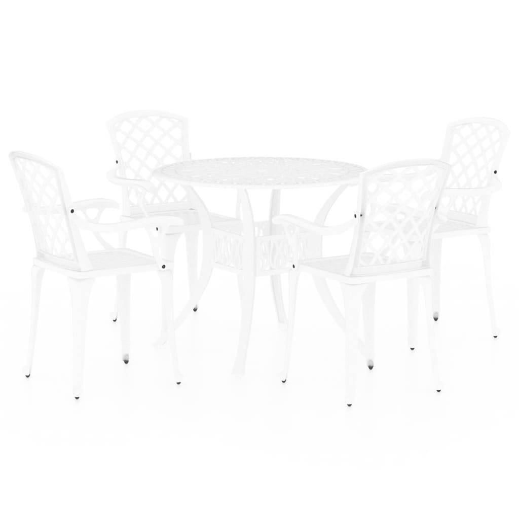 vidaXL 5-tlg. Bistro-Set Aluminiumguss Weiß