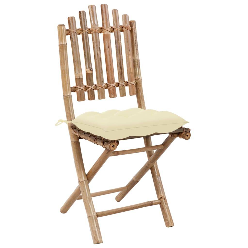 vidaXL Klappbare Gartenstühle 2 Stk. mit Kissen Bambus